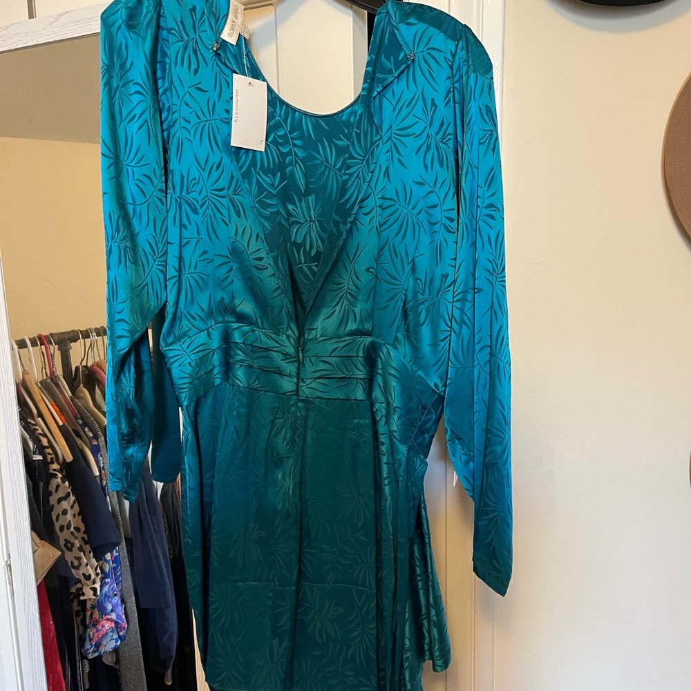 Ronny Kobo Teal Santana dress with tags. Never worn, size L, runs small.